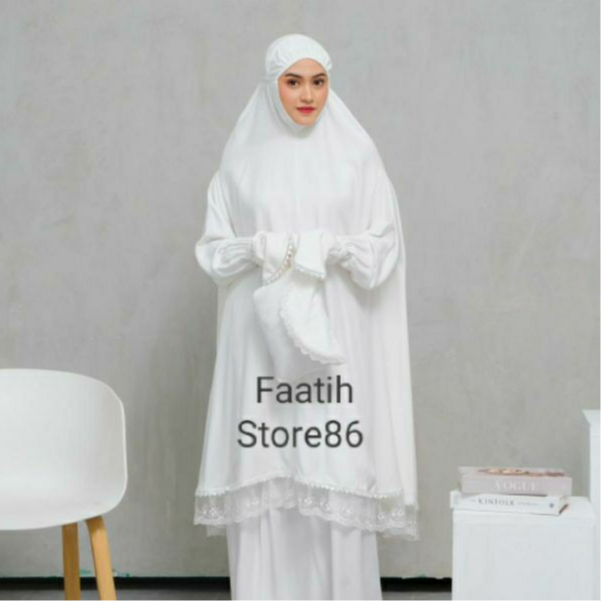 Mukena Stelan Berlengan RAYON TWILL Umroh Haji Renda Mewah Mukenah Ihrom Premium Jumbo
