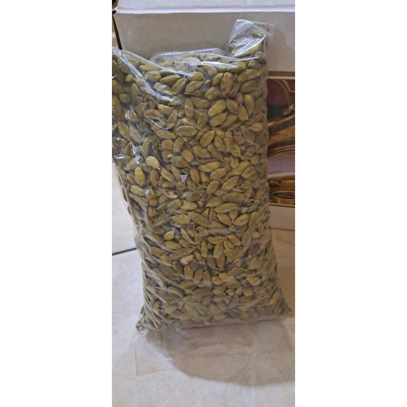 

kapolaga made in india merek green cardamond kemasan 250 g, 500 g, dan 1 kg