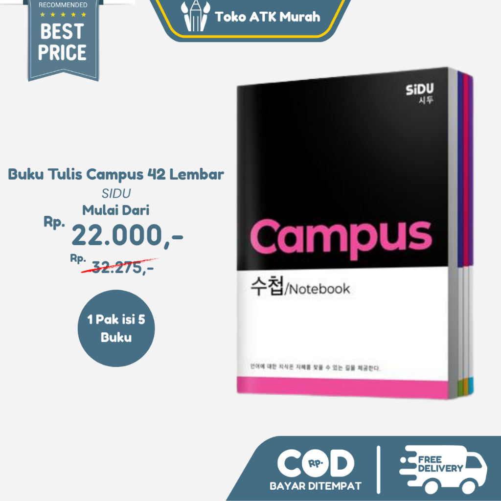 

Rad Buku Tulis SIDU 42 Lembar Maxi - 1 Pak / 5 Buku