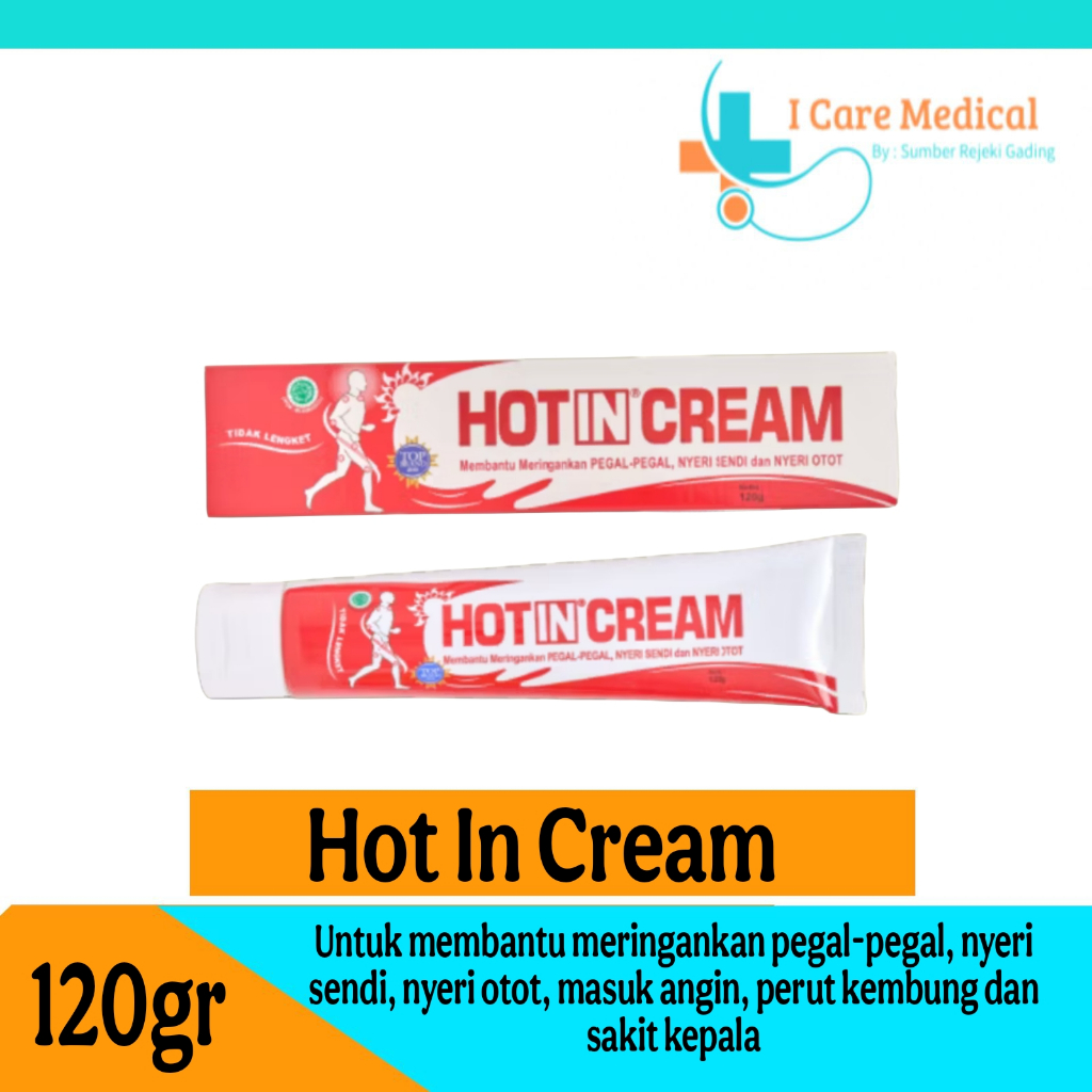 Hot In Cream  120gram / Tube - Mengatasi Pegal dan Nyeri Otot Tube (Putih Merah)