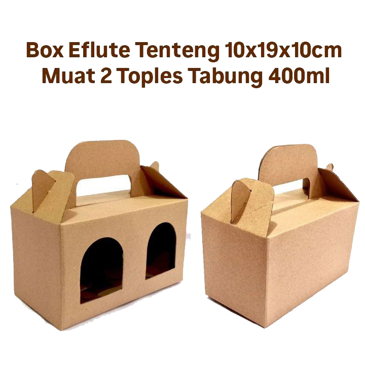 

( 10 pcs ) Kardus Jinjing 2 Toples Jar 400-600ml Box Tenteng Kemasan Hampers Ukuran 10x19x10 cm