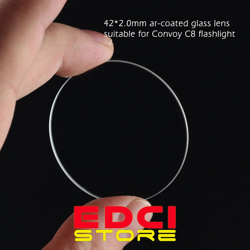 Kaca Lensa Dengan AR-Coating 42x2mm untuk Senter Convoy C8, C8+, M21A