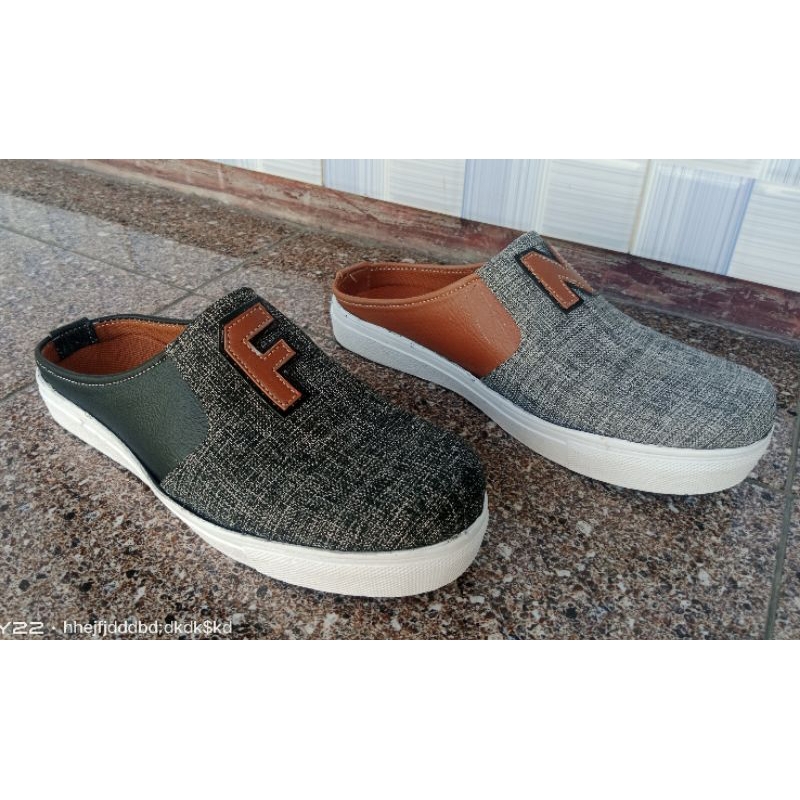 sandal slop kain pria model terbaru/slip on mules