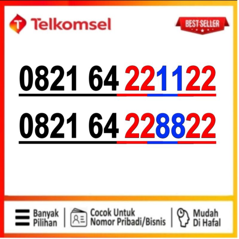 kartu perdana Telkomsel nomor cantik aabbaa 221122 228822