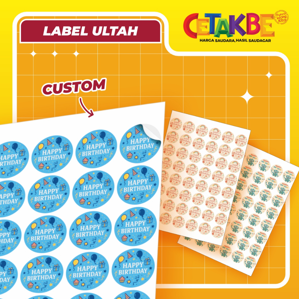 STIKER ULTAH / STIKER ULANG TAHUN / LABEL ULANG TAHUN / LABEL ULTAH / LABEL BINGKISAN / SOUVENIR ANA