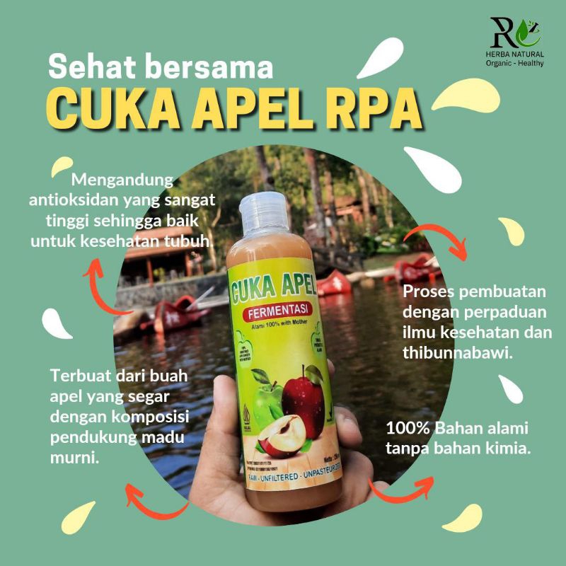

RPA CUKA APPLE ALAMI UNTUK KESEHATAN. 250 ML , DENGAN TAMBAHAN MADU PREMIUM, AIR DESTILASI+AIR ZAMZAM YANG MEMBUAT CUKA APPLE RPA SEGAR & ALAMI