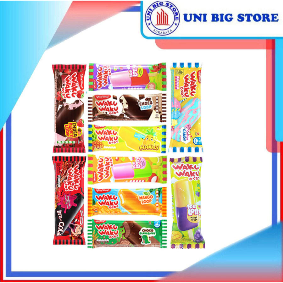 

Glico Wings WAKU WAKU Choco Dinosaur | Chocoloop | Mangoloop | Ice Lolly | Nanas Es Krim