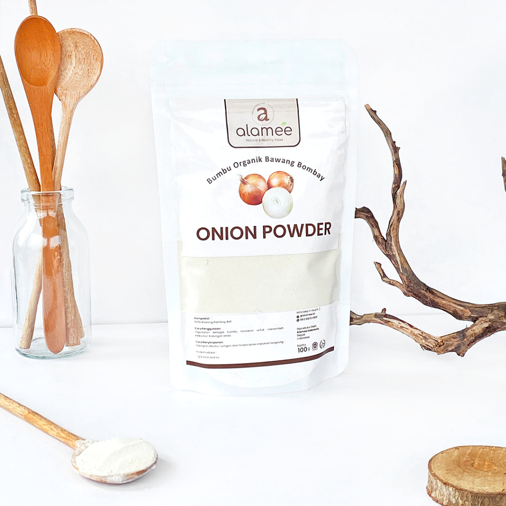 

ALAMEE Bawang Bombay Bubuk Onion Powder Ground Spice Bumbu Bombai Dapur Organik Tanpa Campuran 100gr