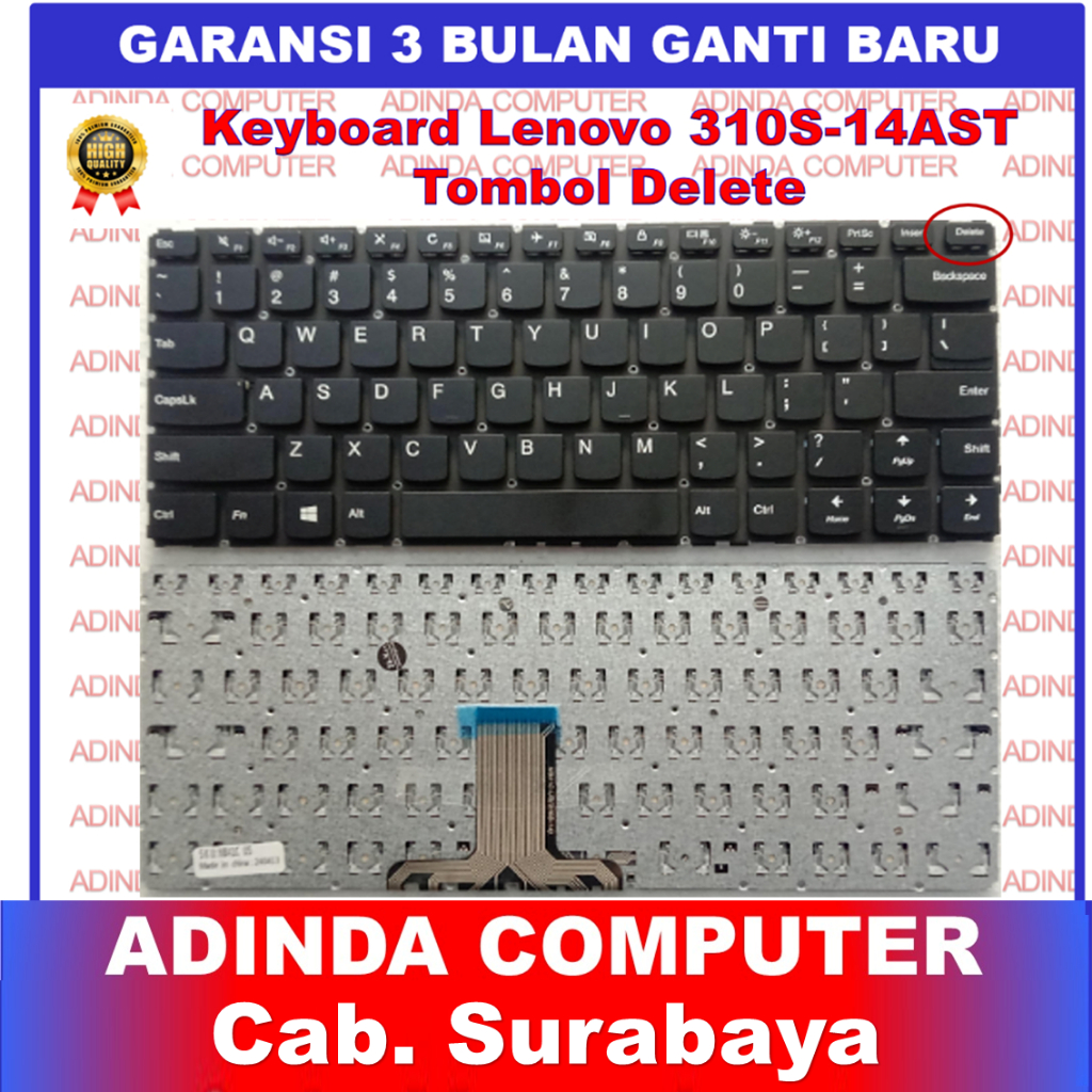 Keyboard Lenovo Ideapad 310s-14AST 510S-14ISK 710S-14 Flex 4-1435 Flex 4-1470 Flex 4-1480 Delete