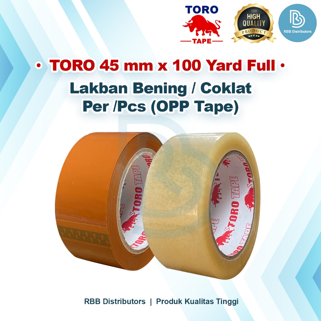 

Lakban Bening Coklat TORO 1 Pcs 45 mm 100 Yard Full Tebal Termurah