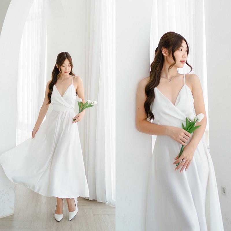 flora dress halter elegan//dress wanita korea style//dress maxi tanpa lengan//dress santai kekinian/