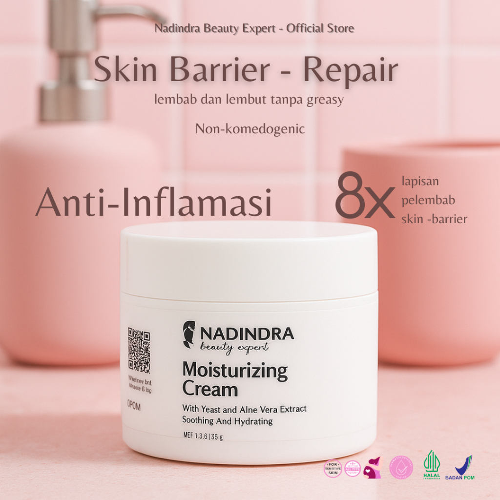 Nadindra Beauty Expert Mouisturizing Cream - repair skin barrier - aloe vera - vitamin E - humektan