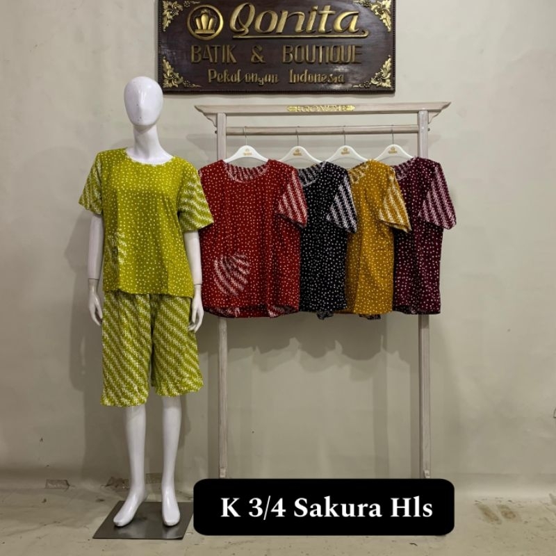 Setelan Batik || K¾ Sakura Hls Qonita Batik || Setelan batik pekalongan || setelan kulot || daster b