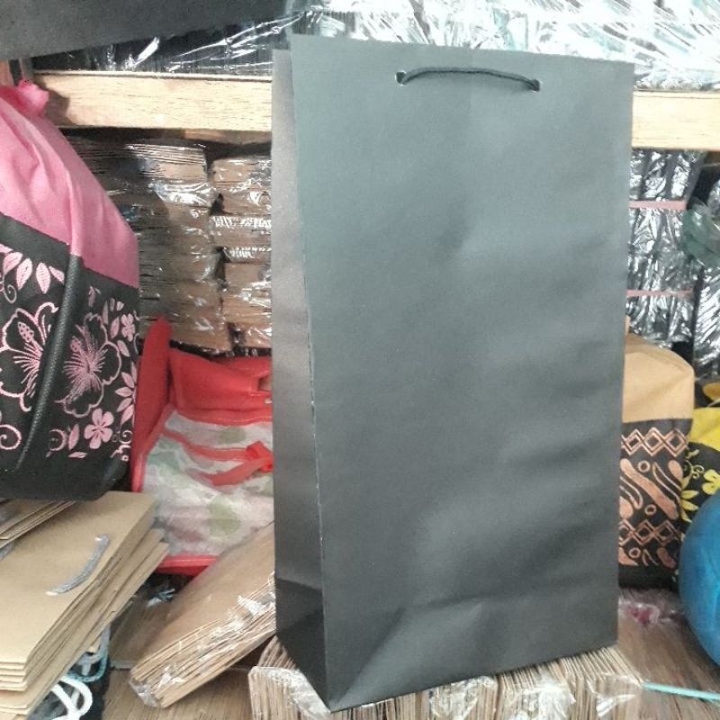 

paperbag shopping black isi 12 pc(20x10x35)