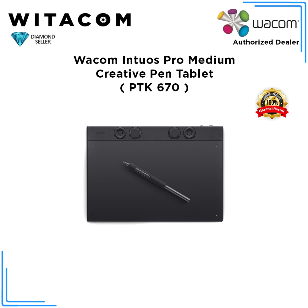 Wacom PTK 670 / PTK670 Intuos Pro Medium Creative Pen Tablet - Garansi Resmi