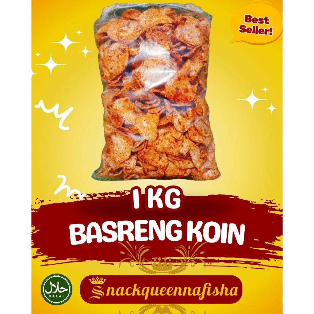 

Basreng koin basreng pipih pedas daun jeruk kemasan 1kg