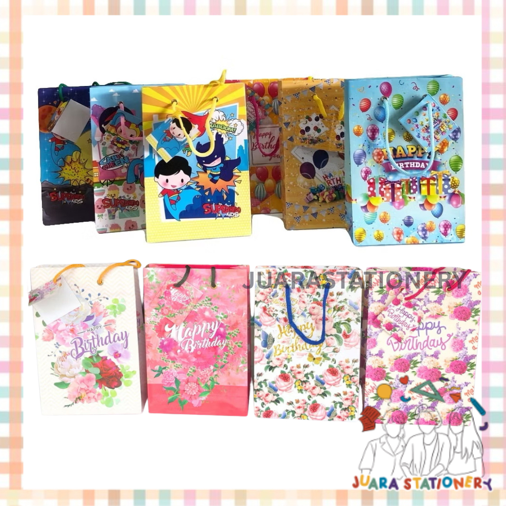 

(1100) JUARASTATIONERY Paper Bag Ulang Tahun ADA KARTU UCAPAN / Tas Tali Ulang Tahun