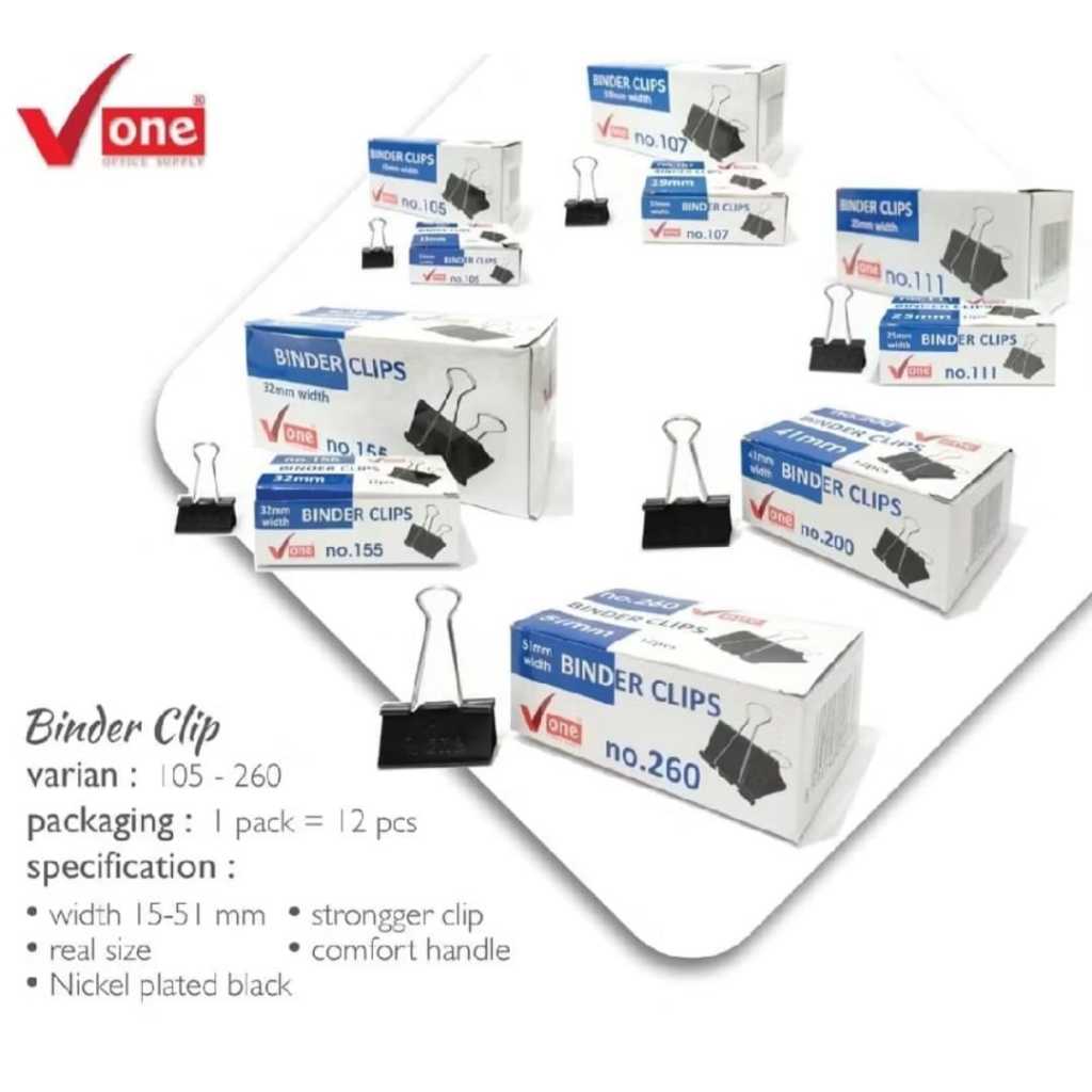 

Binder Clip Merek V ONE / Klip Penjepit Kertas