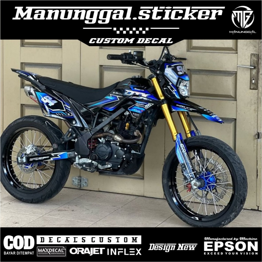 Decal Dtracker 150 Desain custom stiker fullbody biru hitam terbaru bebas Request - Sticker List var