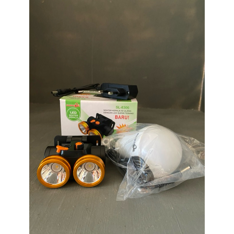SUNPRO Senter Kepala Sunpro SL-8306 Led Putih Terang Bonus Bohlam sunpro sl8306
