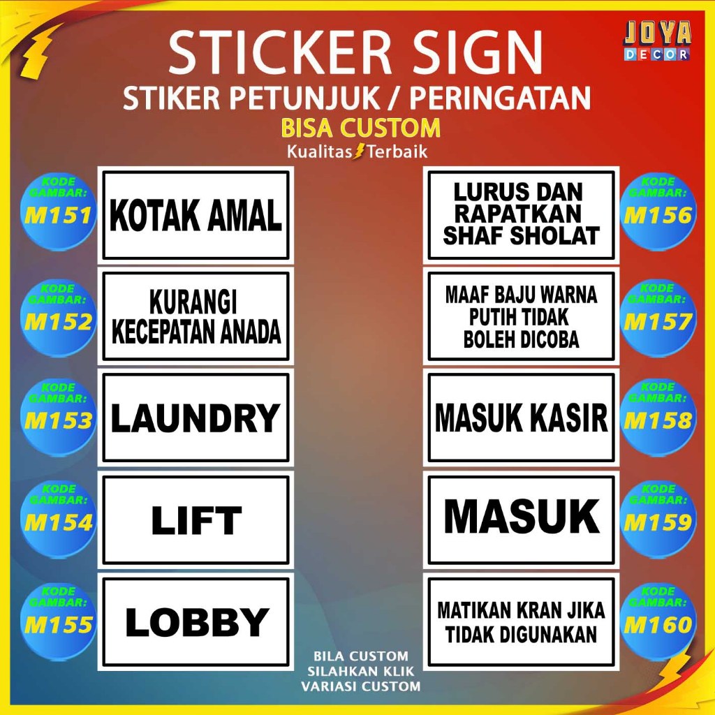 

Sticker Stiker Petunjuk Warning Pengumuman kotak amal laundry mohon antri parkir gratis M151