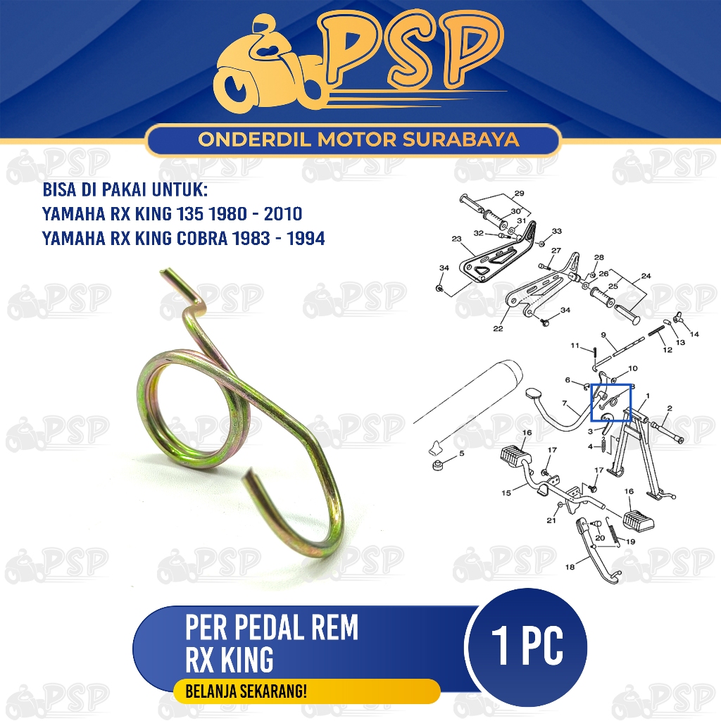Per Pedal Rem RX King - Pir Peer Injakan Injekan Pijakan Rem Belakang Yamaha RXK RX K RX King Cobra