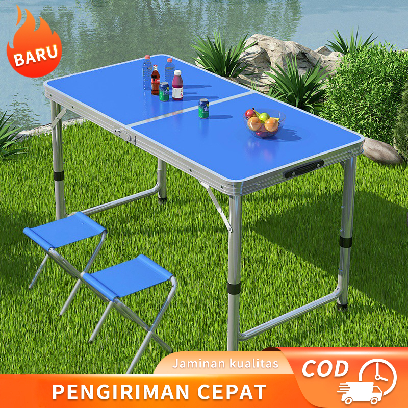 Meja Lipat Koper 2 Kursi  Meja Lipat Meja Koper Aluminium Meja Portable Kaki （Garansi 1 tahun）