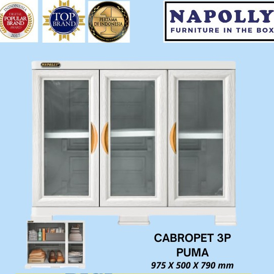 Manado Napolly MEJA TV PLASTIK - BUFFET TV - LEMARI PLASTIK NAPOLLY CABROPET 3 PINTU