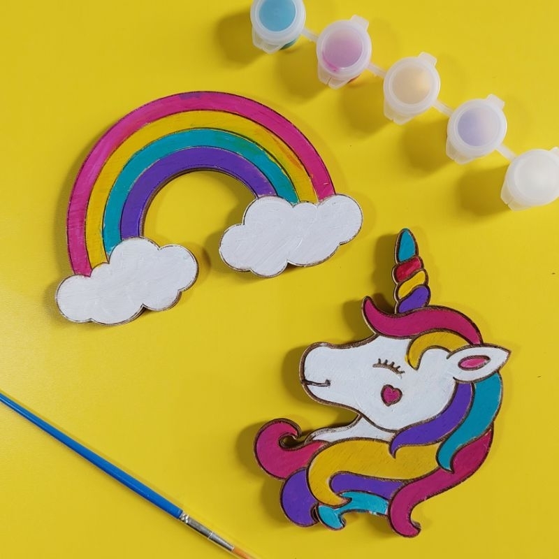DIY Wooden painting Unicorn Rainbow