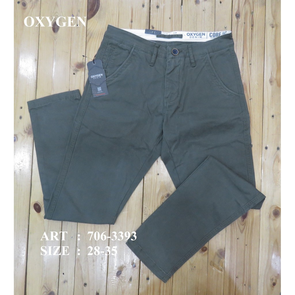 CELANA OFFICER KATUN/CHINOS PANJANG PRIA SLIM (ARMY) BRAND ORI MEREK OXYGEN ART : 706-3393 PRICE Rp.