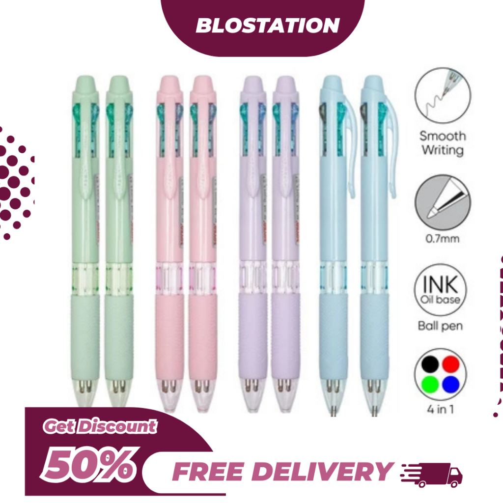 

BT.ID Joyko Ball Pen BP-348 Quaco 4 Warna 0.7mm Pulpen Pena 4 Warna Color Pulpen Cetek Warna Warni