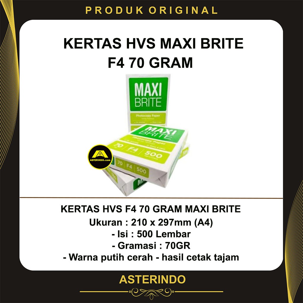 

Kertas HVS Maxi Brite F4 70 Gram 70 Gr 1 Rim 1 Box Kertas Fotocopy Print