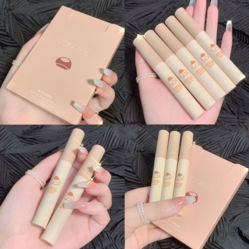 Medan Lipstik Lipcream Murah / Lipstik Lipcream Set 5 Pcs Vongee Chestnut Liptint Satin Velvet Matte