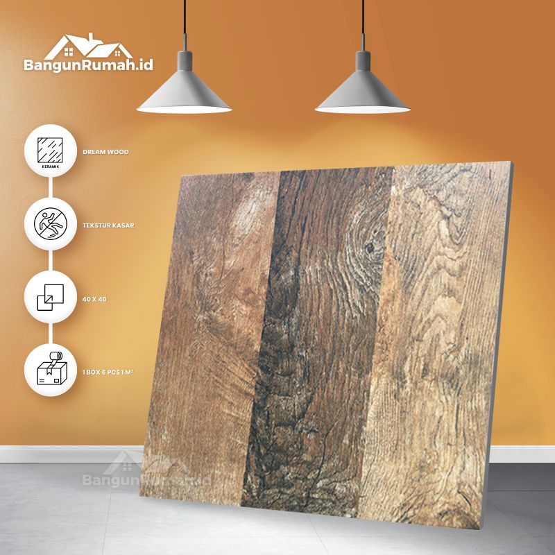 Keramik motif kayu matt Dream Wood 40x40