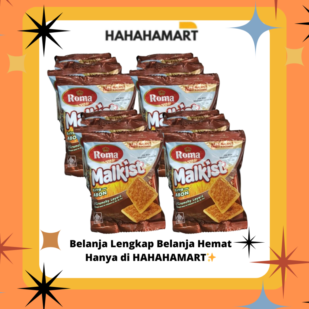 

Roma Malkist Abon 21gr Harga Paket Isi 4 Renteng Atau 40pcs