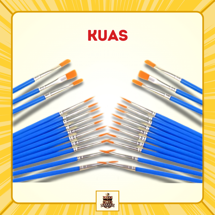 

Kuas Lukis Nylon Ujung Rata & Lancip | Cat Air Akrilik Minyak Kanvas Painting Brush Art Melukis Menggambar