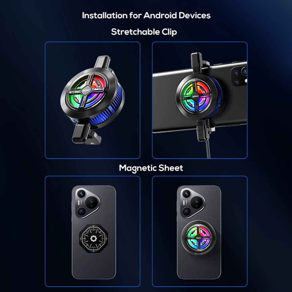 Promo 7.7 C60 C90 Magnetic Fan Cooler Accessories Gaming Phone Cooler Pendingin Hp magnetik Cooling