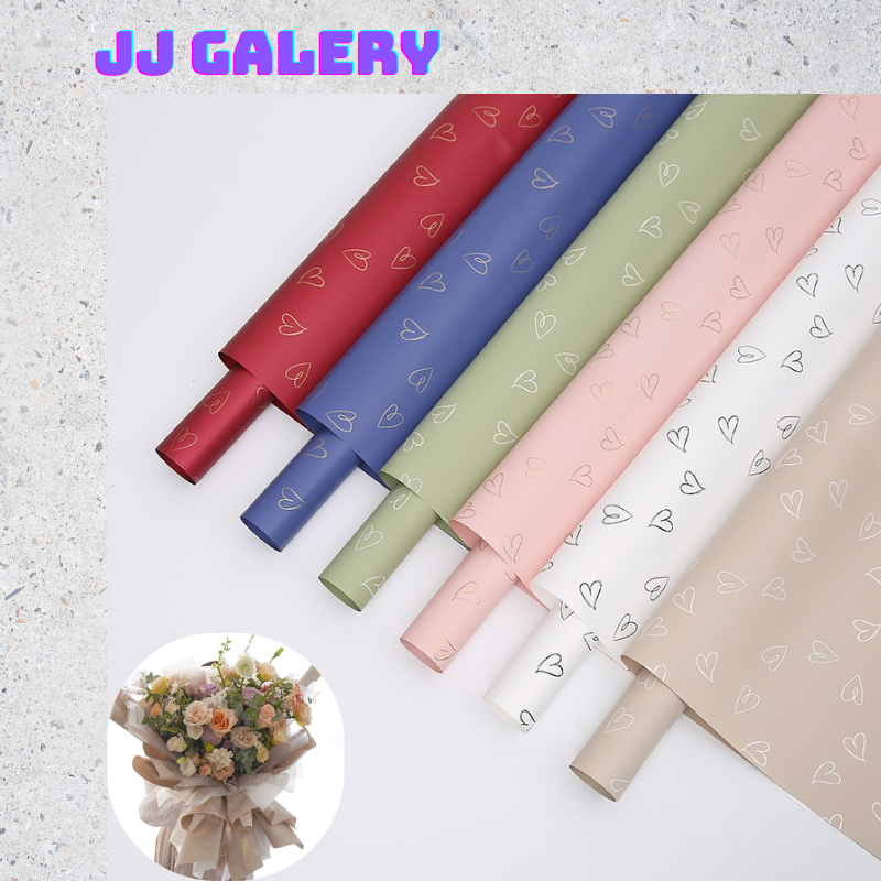 

Isi 20 LEMBAR Flower Wrapping Paper Love Korean Cellophane Kertas Bunga Buket Wisuda Anniversary Romantis Motif Love Garis KB068