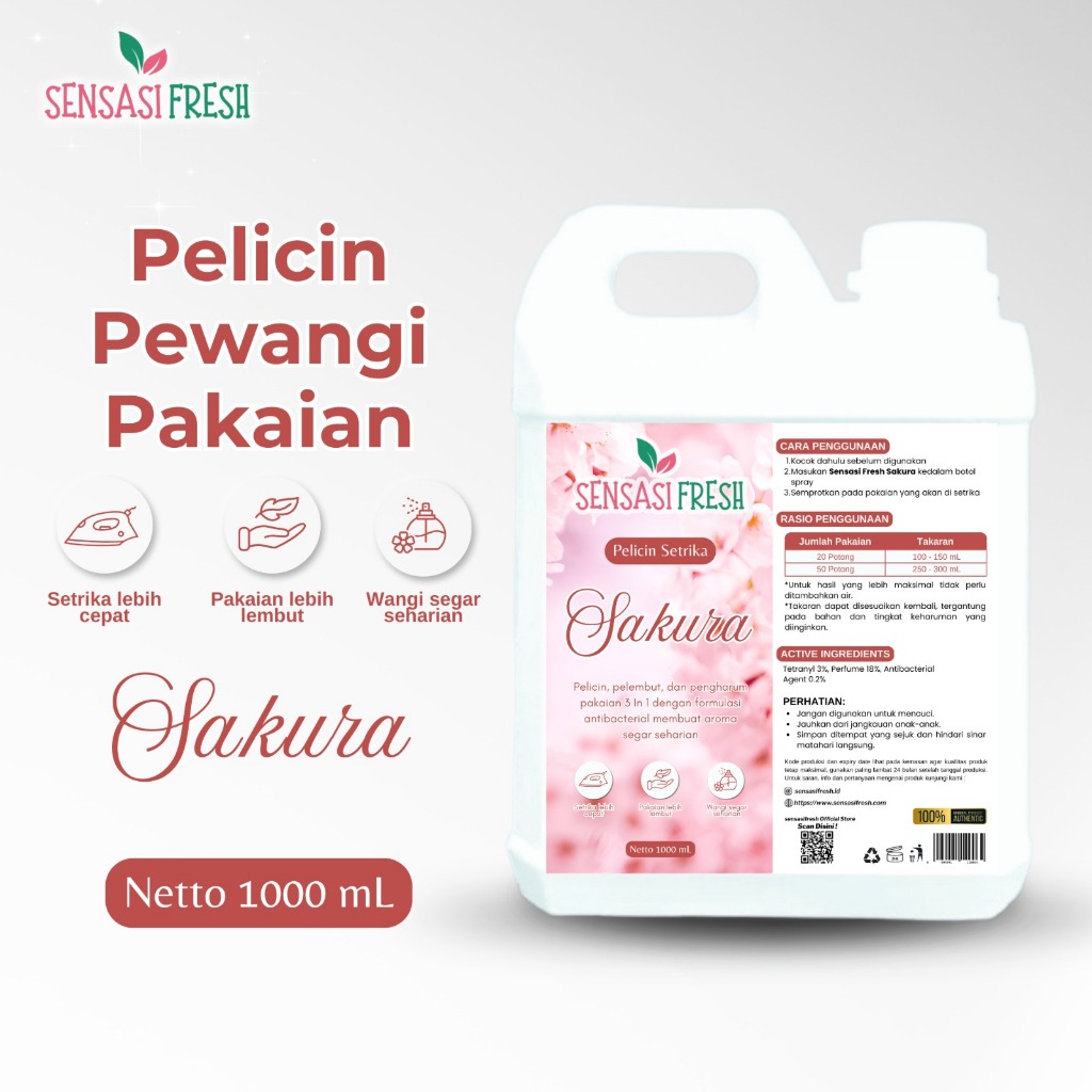 [ SAKURA ] Pelicin Setrika & Pewangi Setrika Pakaian Laundry 1 Liter