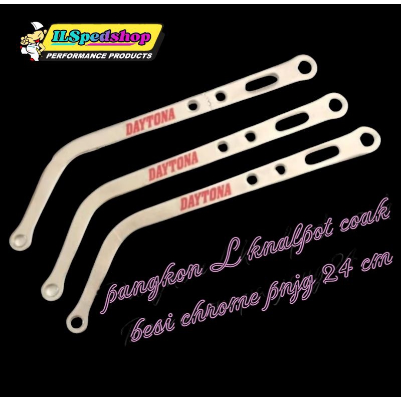 Pangkon L knalpot coak besi crom panjang 24cm/knalpot L motif coak crom panjang 24cm