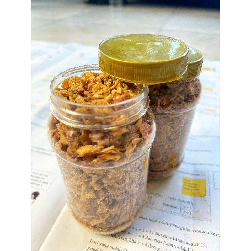 

Bawang goreng toples/botol, Bawang goreng kemasan 200gram, Bawang goreng best saller, Bawang merah goreng nikmat