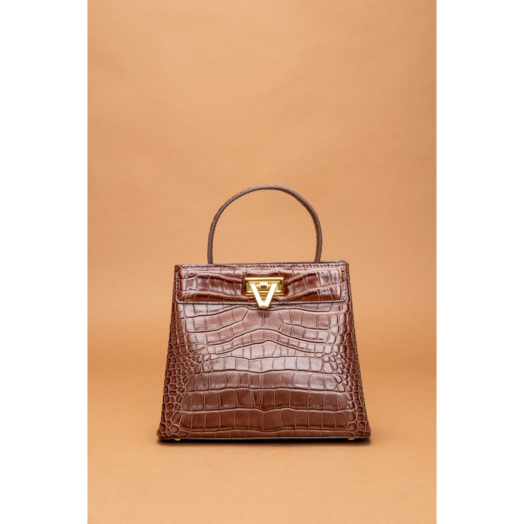 

Vone World Sarah Bag Mini Croco Stamp Chocolate