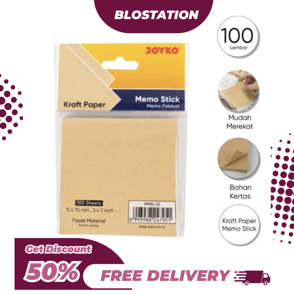 

BT.ID Joyko Memo Stick MMS-33 Kraft Paper / Sticky Notes Kraft Paper Murah Berkualitas