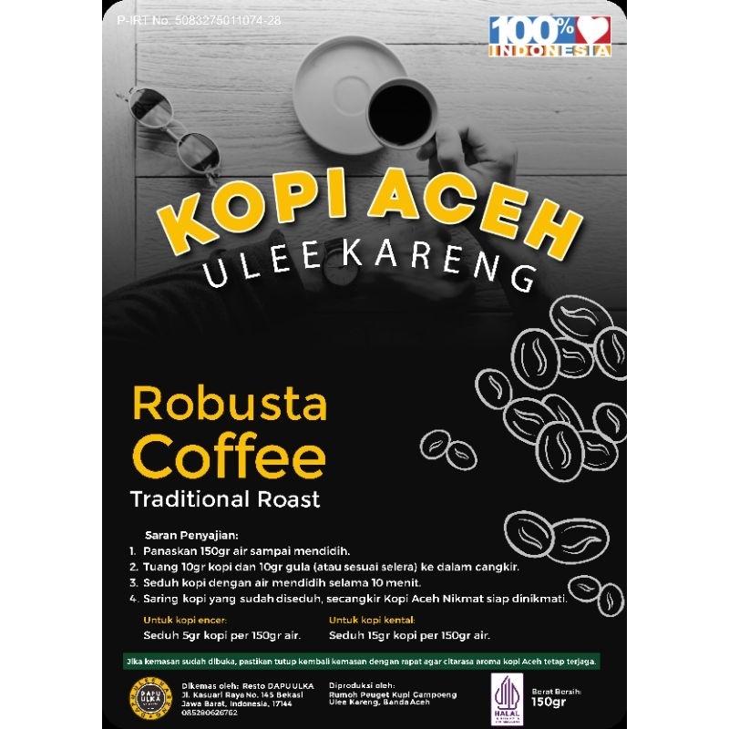 

Kopi Aceh Ulee Kareng Robusta Bubuk Asli Original Premium