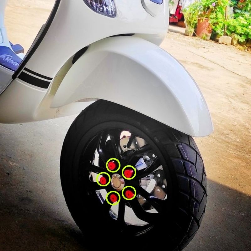 Set baut velg depan vespa matic Iget sprint Primavera LX S original probolt stainless thailand dan v