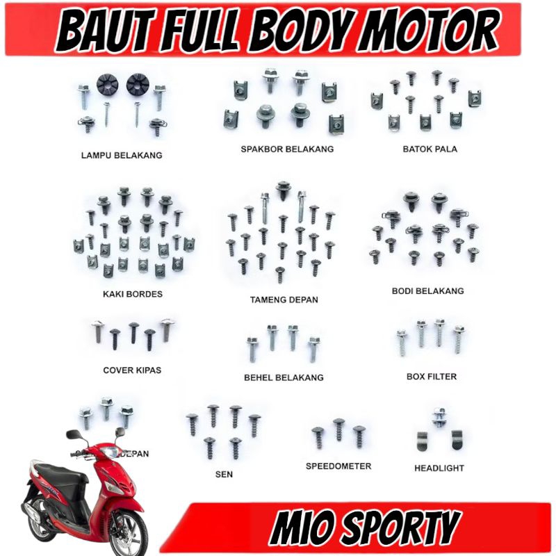Baut Body Mio sporty Mio smile fullset / Baut full body Mio smile Mio sporty