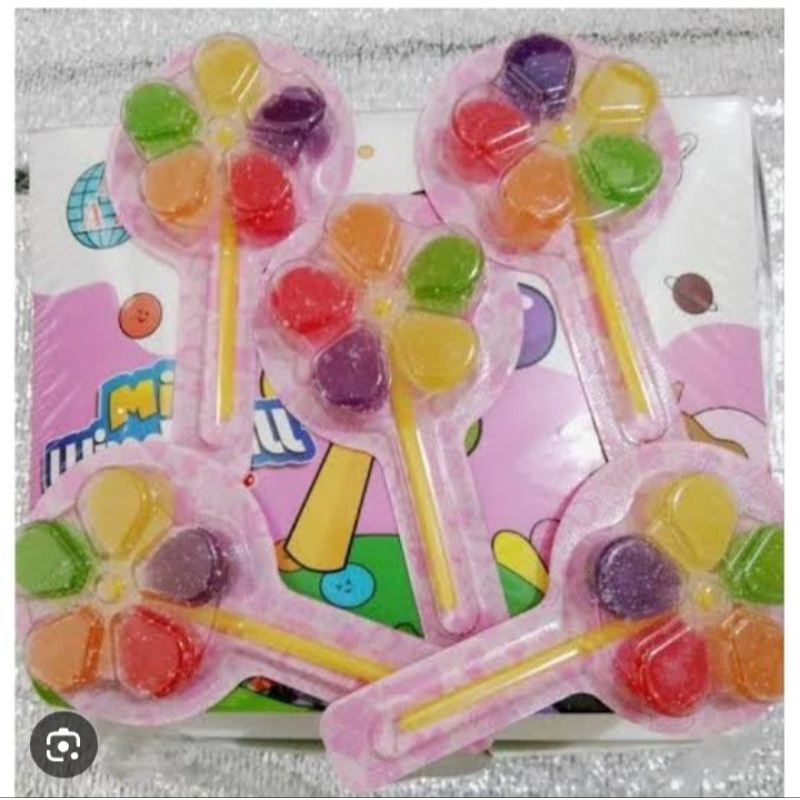 

Permen gummy / Jelly Lollipop Mini Windmill bentuk kipas Isi 30 Pcs | Kincir Angin Windmill
