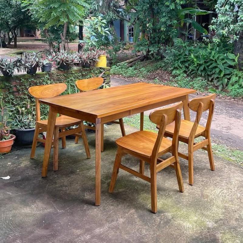 Set Meja Makan Jati Minimalis / Meja Makan Minimalis / Set Meja Makan Ropan Jati / Meja Makan Minima