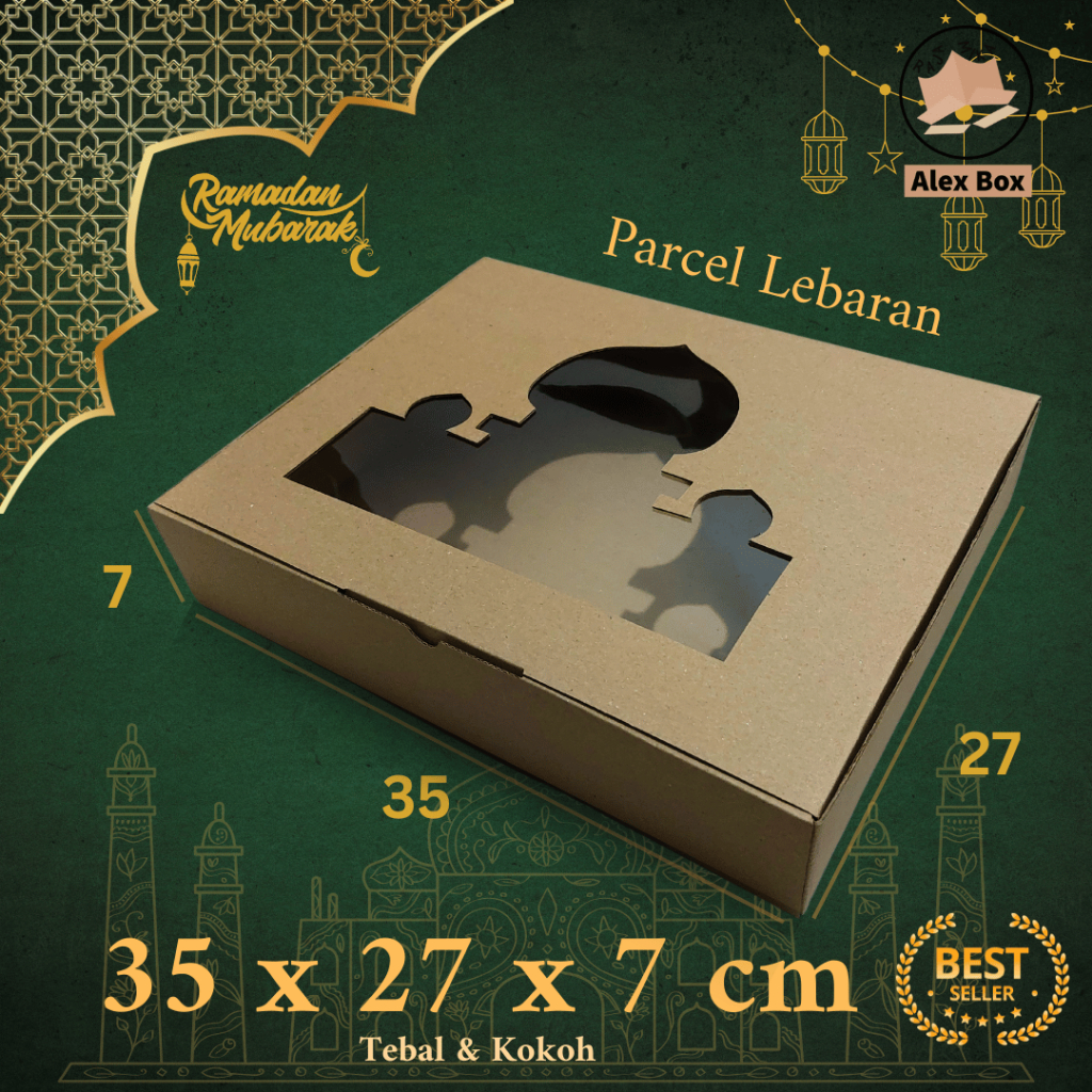 

Kardus Parcel Lebaran Ukuran 35 x 27 x 7 cm | Box Mika Hampers Idul Fitri | Diecut Hantaran Kue