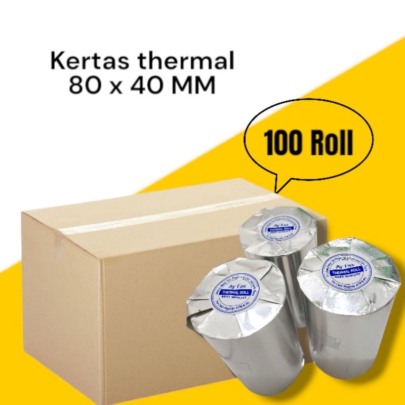 

Kertas thermal 80x40 paket 100 roll kertas struk printer ukuran 80mm